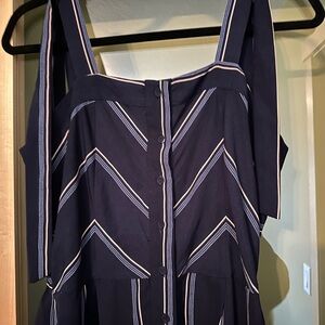 Skies Are Blue Navy Striped Jumpsuit